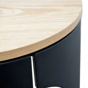 Eli Side Table Nat Wood Black Modern Minimalist