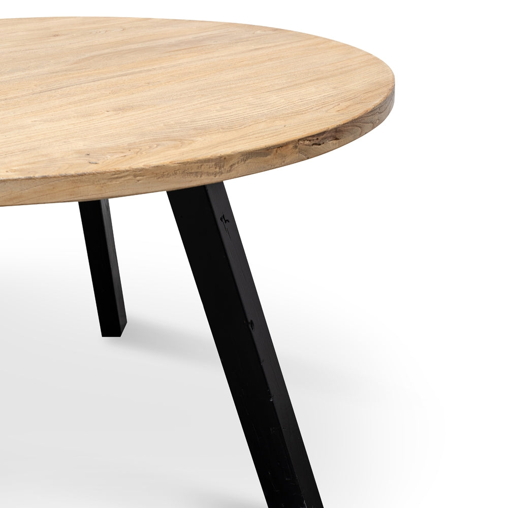 Ezra 1.25m Round Dining Table Black Reclaimed Elm