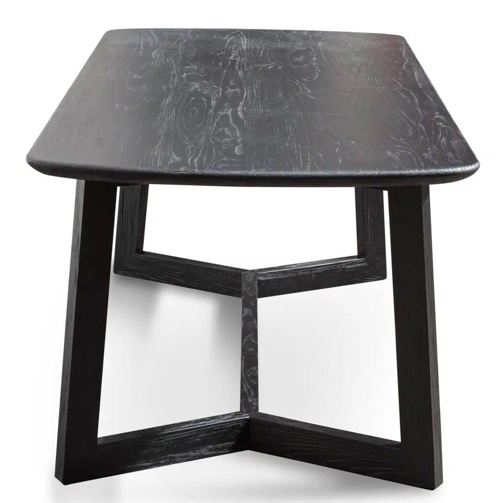 Black 2.2m Mira Dining Table, Elm Veneer, Modern Design