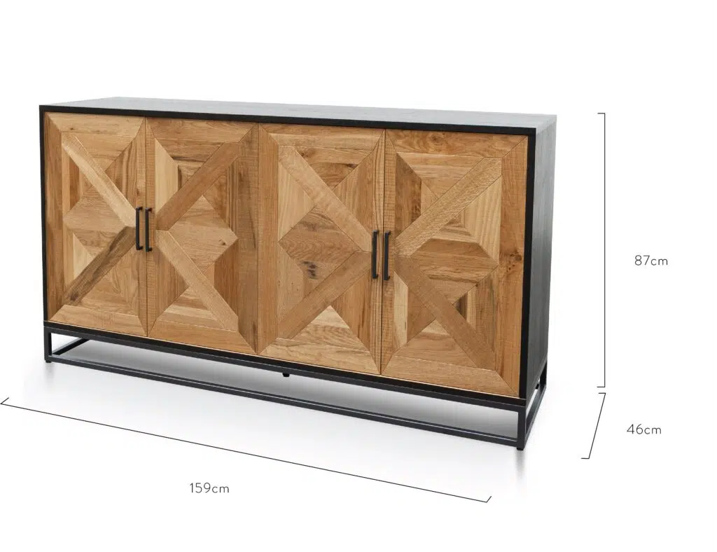 Gael Wide Sideboard Euro Oak Peppercorn Industrial Style