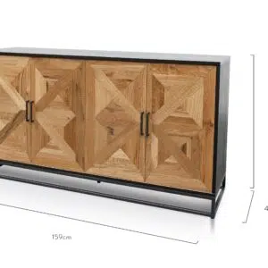 Gael Wide Sideboard Euro Oak Peppercorn Industrial Style