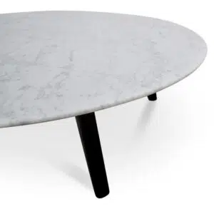 Luna 100cm Marble Coffee Table Black Modern Elegant Design