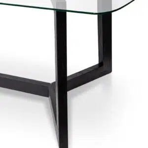 Eden 240cm Dining Table Glass Top Black Base Modern Design