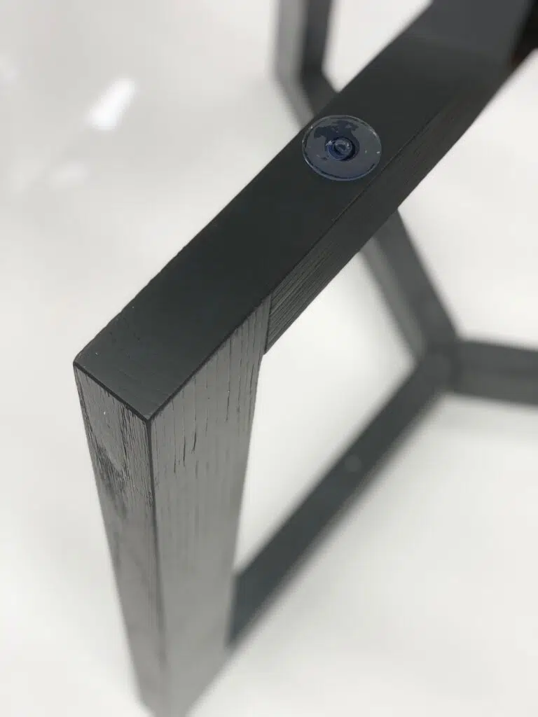 Eden 240cm Glass Top Dining Table, Black Base, Modern Geometric Design