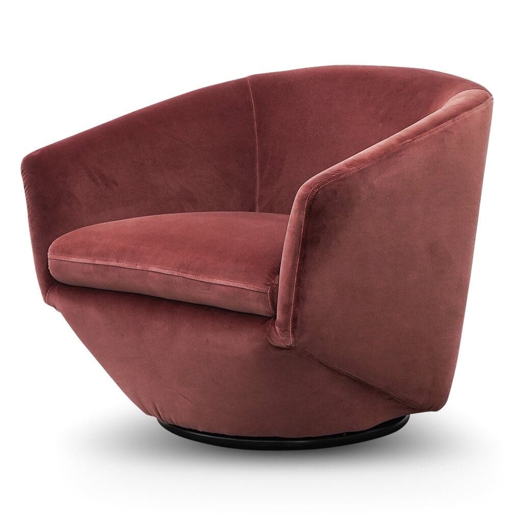 Blood Orange Swivel Chair, Modern Velvet, 78x78x70cm, Comfortable Lounge Seat