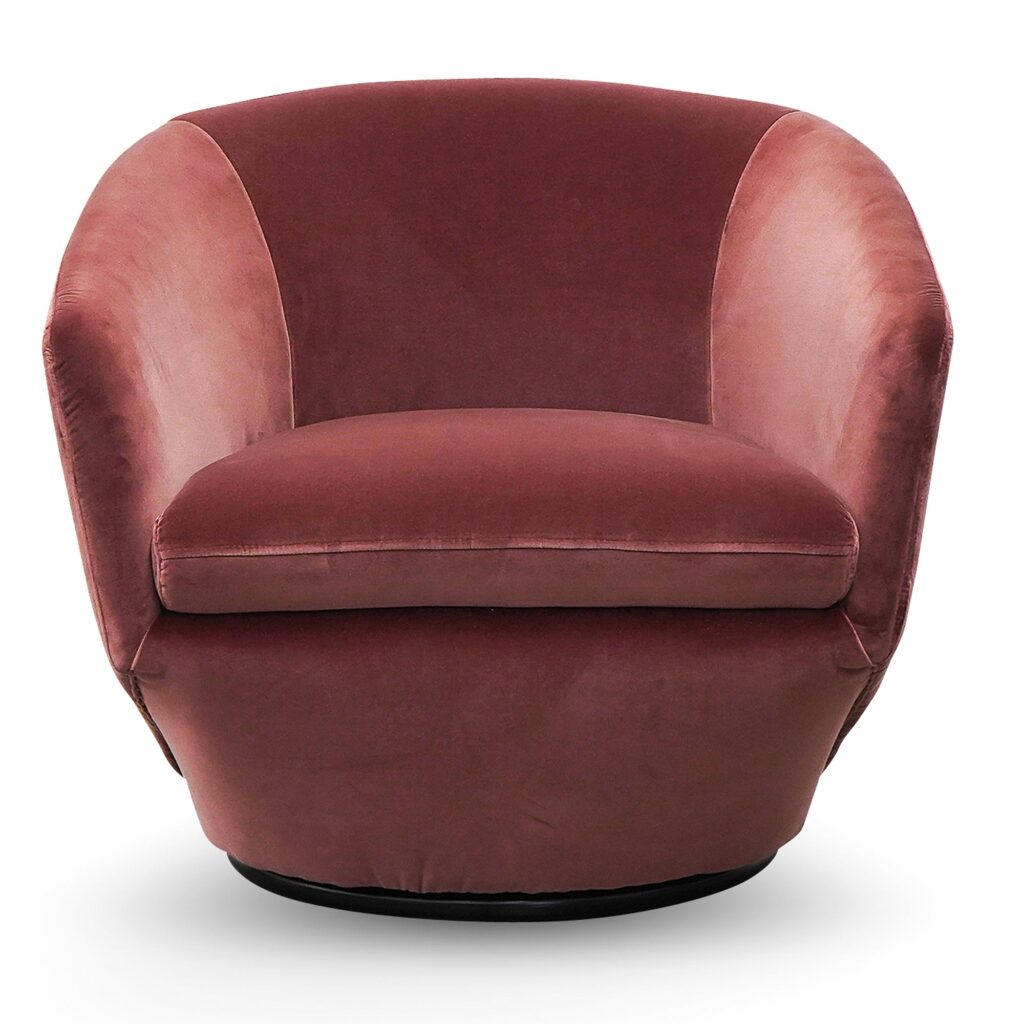Blood Orange Swivel Chair, Modern, Vibrant, Velvet, 360-Degree Swivel, Comfortable Seating