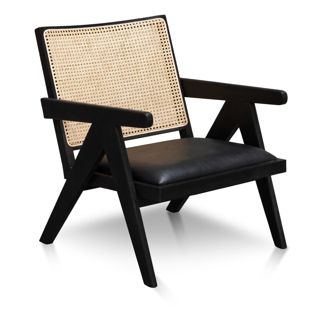 Black Willow Rattan Armchair, Monochrome, Comfortable Seat, 66x71x79cm