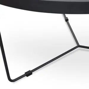 Nova 90cm Round Coffee Table Black Oak Top Sleek Frame