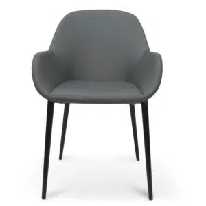 Eclipse Dining Chair, Charcoal Grey, Black Legs, Modern Design