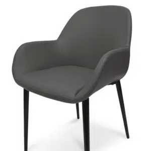 Eclipse Dining Chair Charcoal Grey Black Legs Modern Design Wide Seat Comfortable