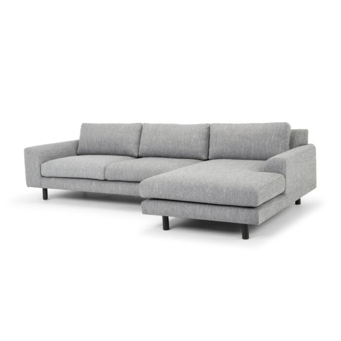 Graphite Grey 3 Seater Chaise Sofa with Black Legs