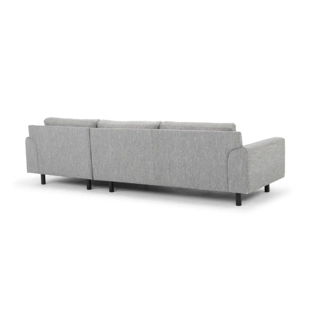 Enzo 3 Seater Right Chaise Sofa Graphite Grey Black Legs