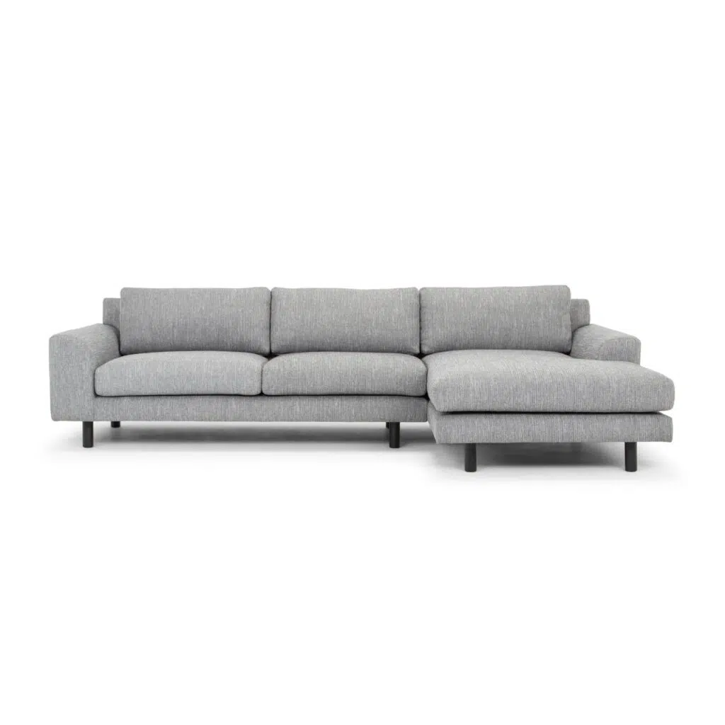 Enzo 3 Seater Chaise Sofa, Graphite Grey, Black Legs, 275cm