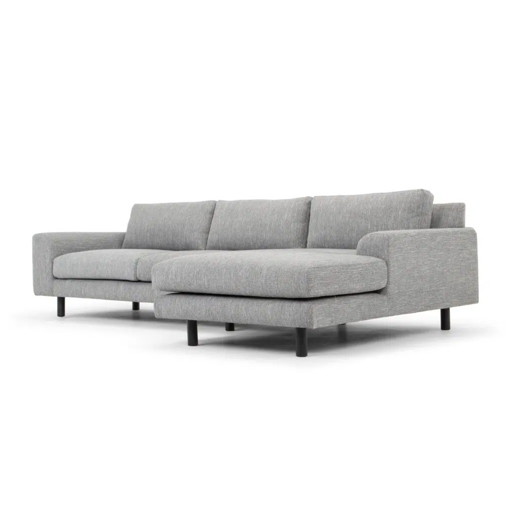 Graphite Grey 3 Seater Chaise Sofa with Black Legs