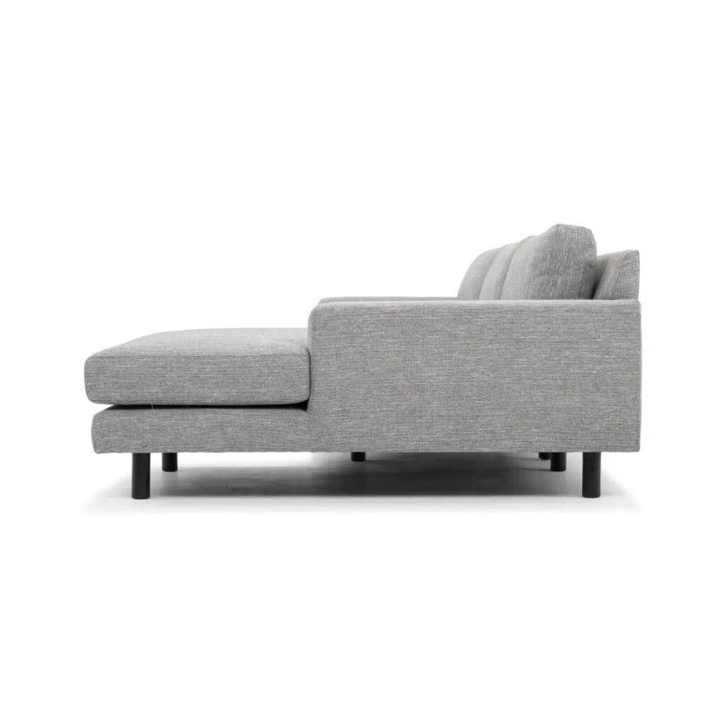Graphite Grey 3 Seater Chaise Sofa with Black Legs