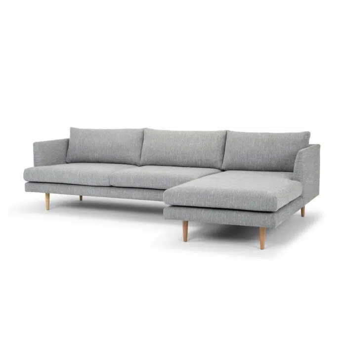 Cleo 3 Seater With Right Chaise Sofa – Graphite Grey with Natural Legs