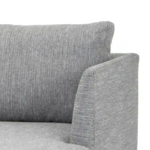 Scandinavian 3 Seater Sofa with Right Chaise, Grey Fabric, Natural Legs