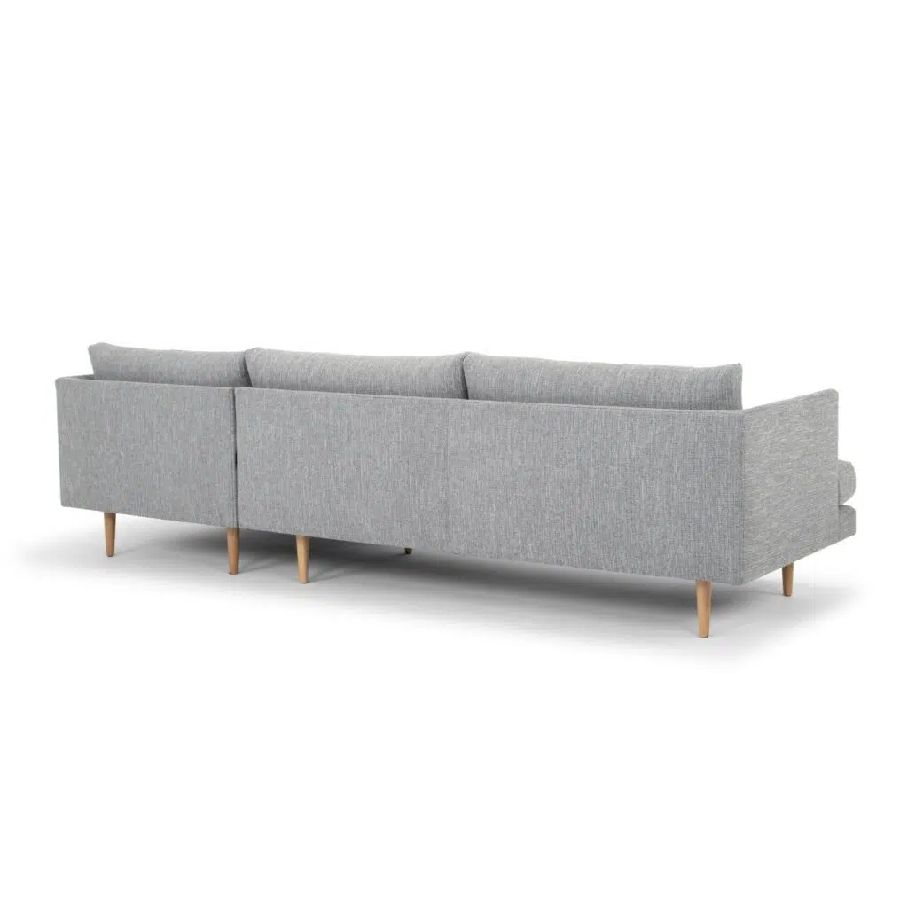 Scandinavian 3-seater sofa with right chaise, graphite grey, natural legs