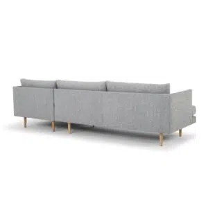 Scandinavian 3-seater sofa with right chaise, graphite grey, natural legs