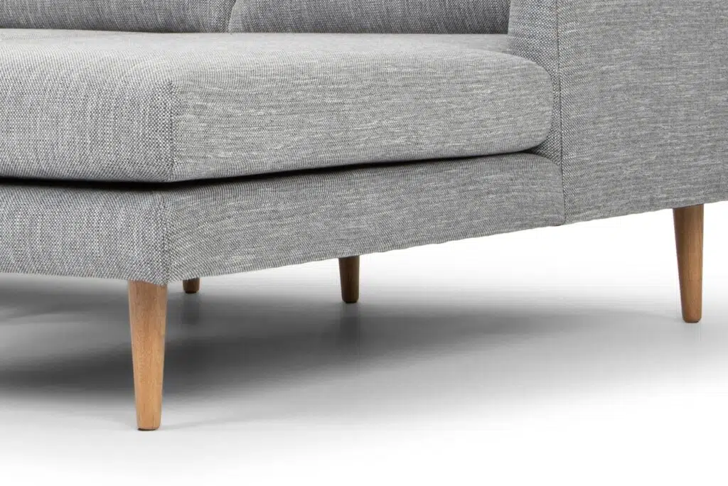 Scandinavian 3-seater sofa with right chaise, graphite grey, natural legs