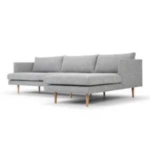 Scandinavian Sofa Grey 3-Seater with Right Chaise Natural Legs