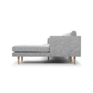 Scandinavian 3-seater sofa with chaise, graphite grey, natural legs