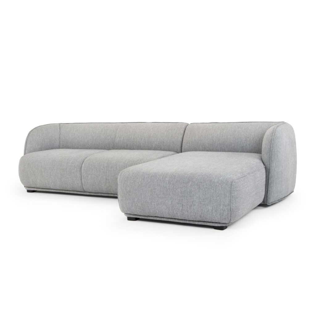 Graphite Grey 3 Seater Right Chaise Sofa, Retro Modern Design
