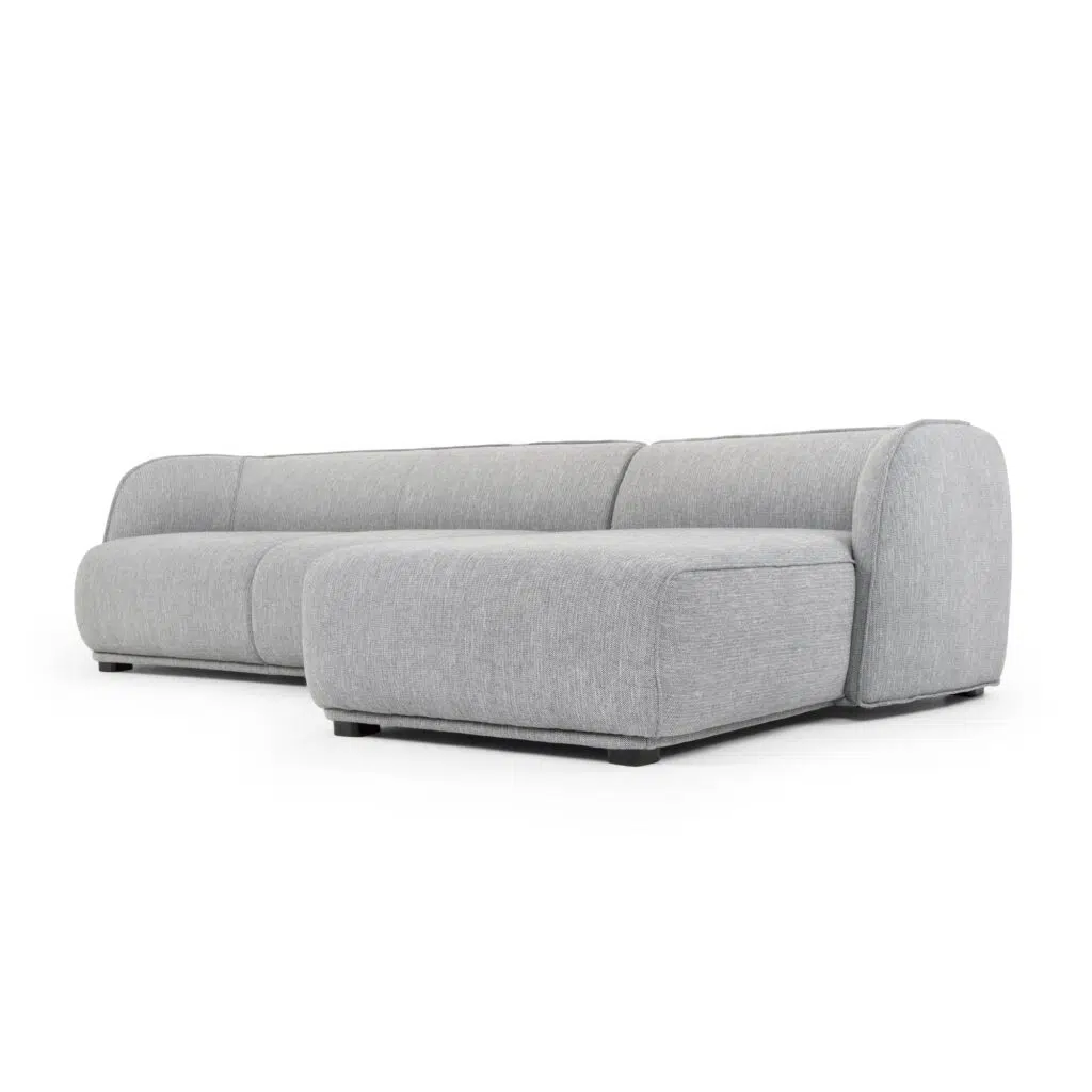 Graphite Grey 3 Seater Right Chaise Sofa, Retro Modern Design