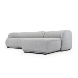 Graphite Grey 3 Seater Right Chaise Sofa, Retro Modern Design