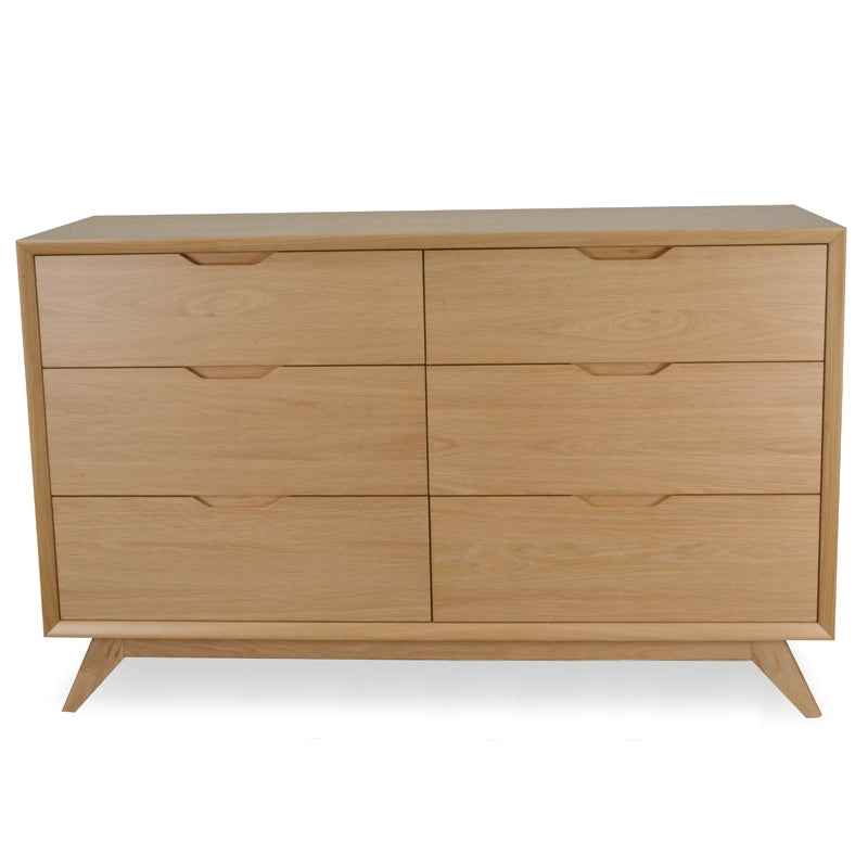 Sleek Scandinavian 6-drawer chest, natural oak, spacious storage