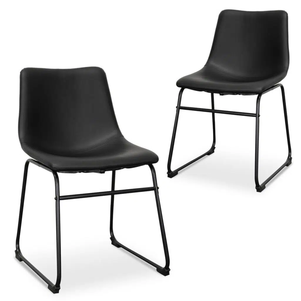 Atlas Dining Chair Black PU Set 2 Modern Ergonomic