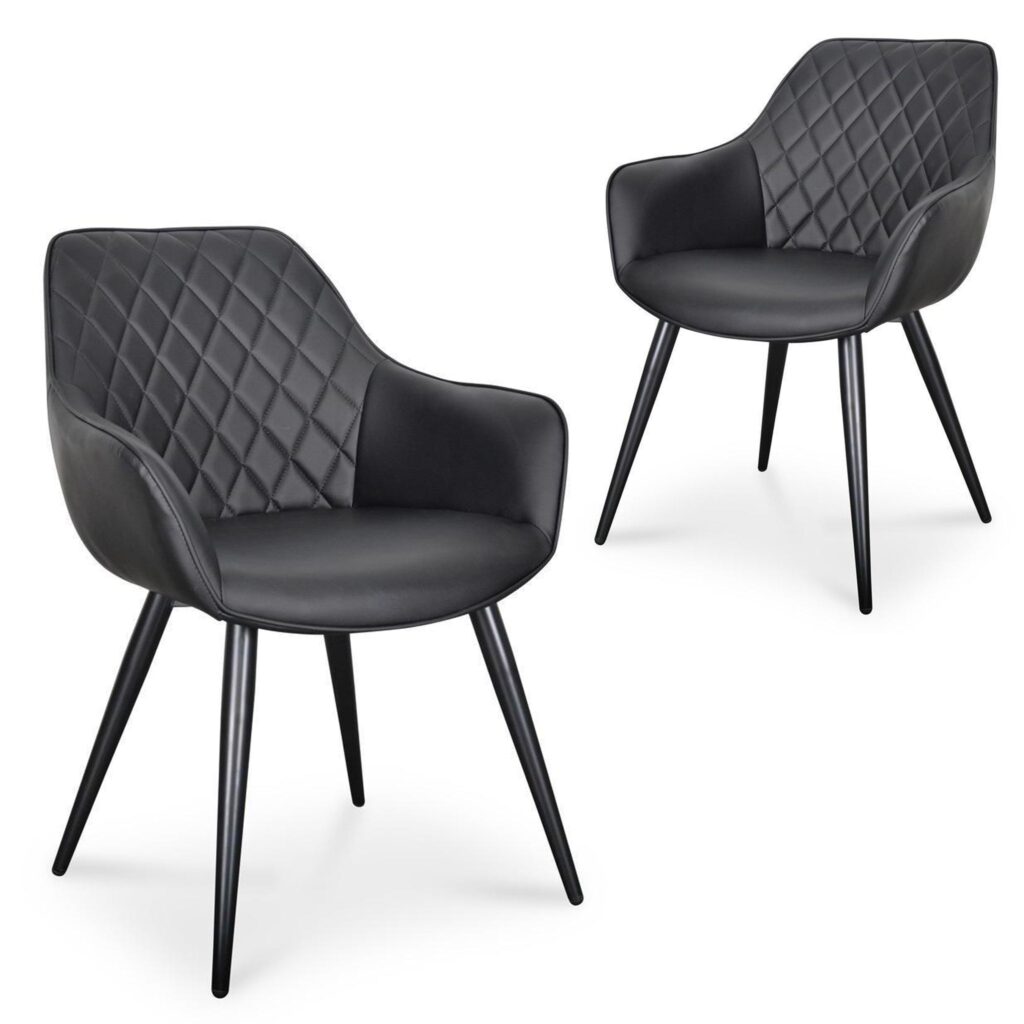 Elegance Dining Chair Black PU Set Modern Retro Design