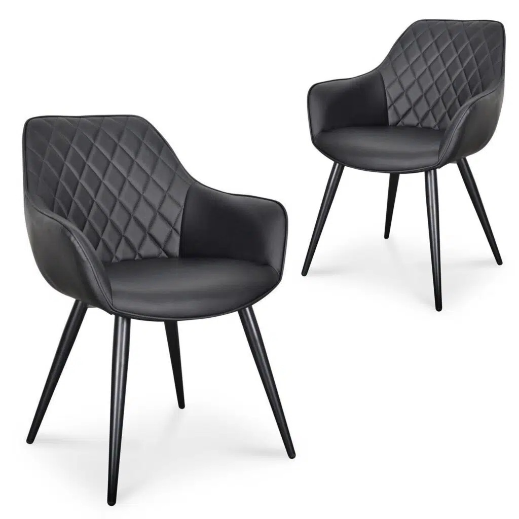 Elegance Dining Chair Black PU Set Modern Retro Design