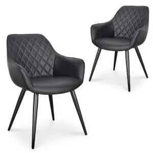 Elegance Dining Chair Black PU Set Modern Retro Design
