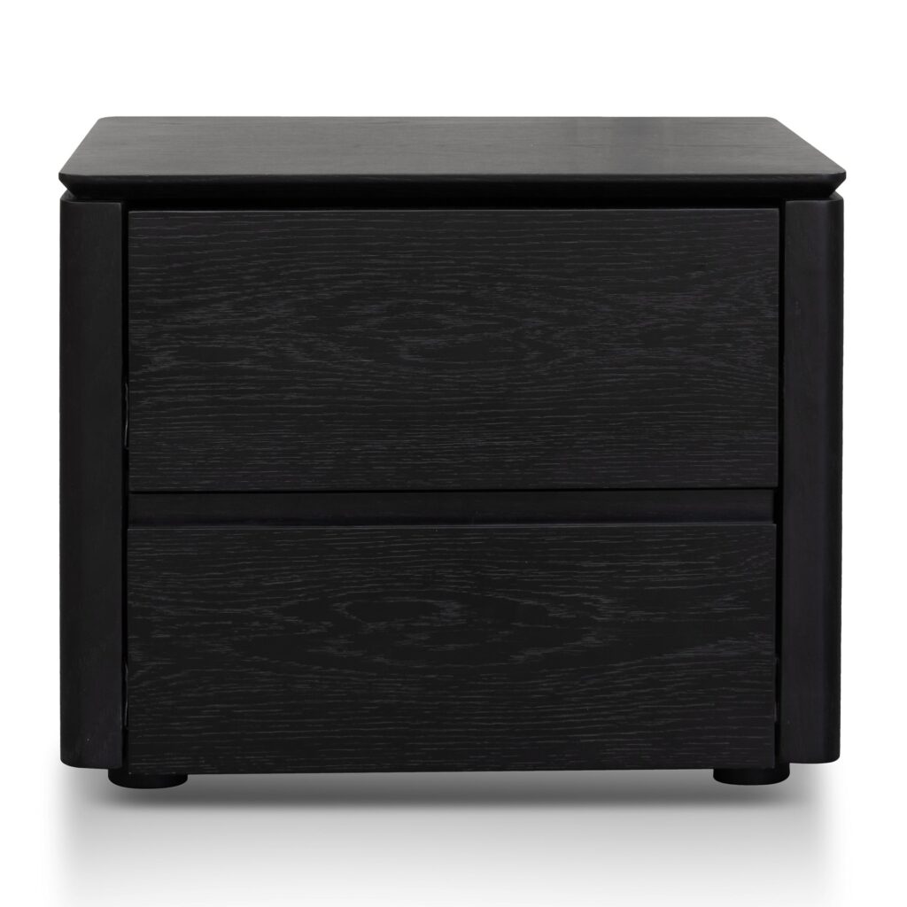 Luna Black Oak Bedside Table, Compact Stylish Design with Drawers