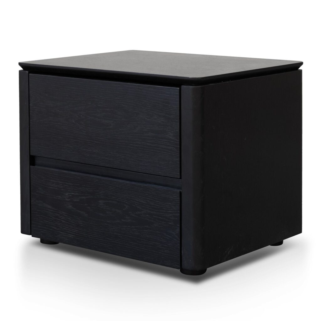 Luna Black Oak Bedside Table, Compact Stylish Design with Drawers