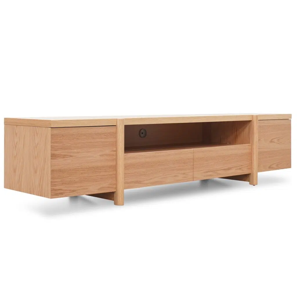 Calla TV Unit Natural 2.1m with spacious storage and rustic legs