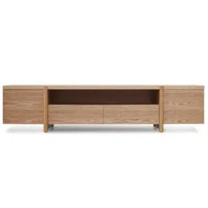 Calla TV Unit Natural 2.1m with spacious storage and rustic legs