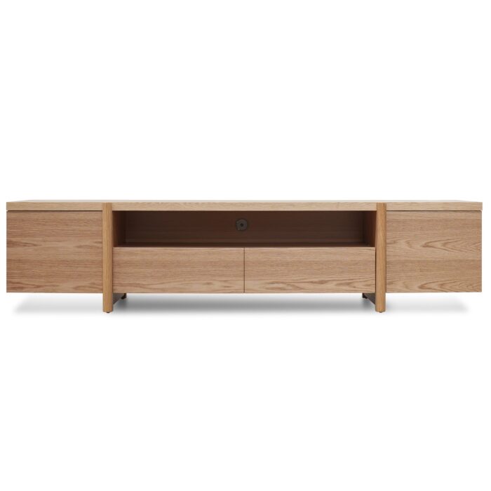 Calla TV Unit Natural 2.1m with spacious storage and rustic legs