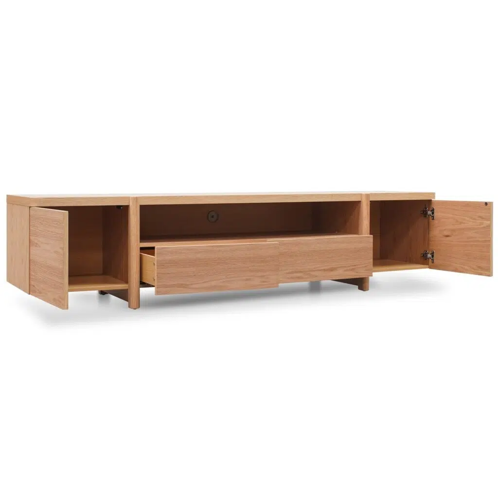 Calla TV Unit Natural 2.1m with spacious storage and rustic finish