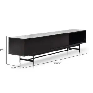 Giselle 2.1m wooden TV unit full black modern design sleek lines storage compartments