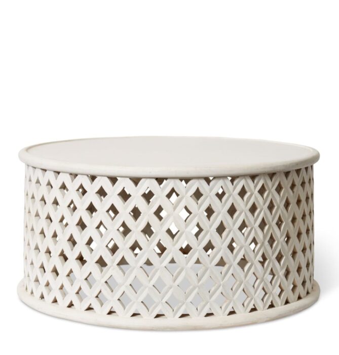Hafina Coffee Table 90x90x40cm White Modern Space-Saving
