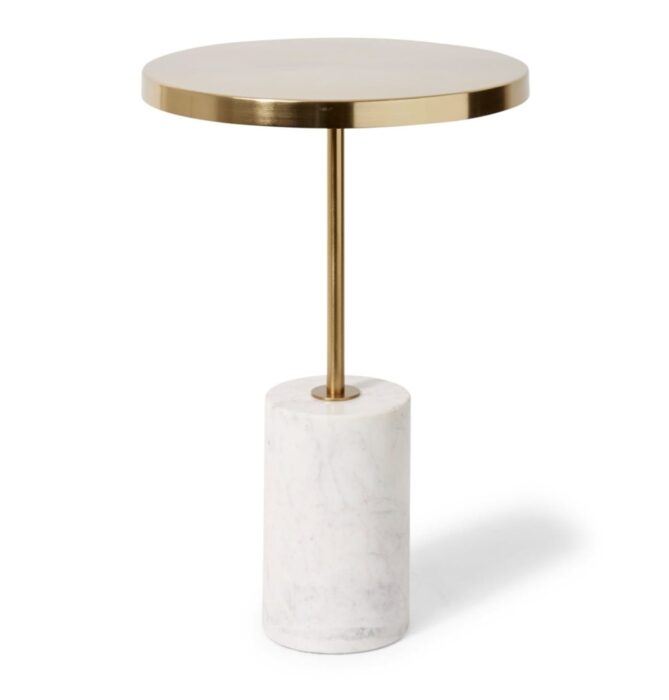 Kush Marble Side Table Gold White 40x40x56cm