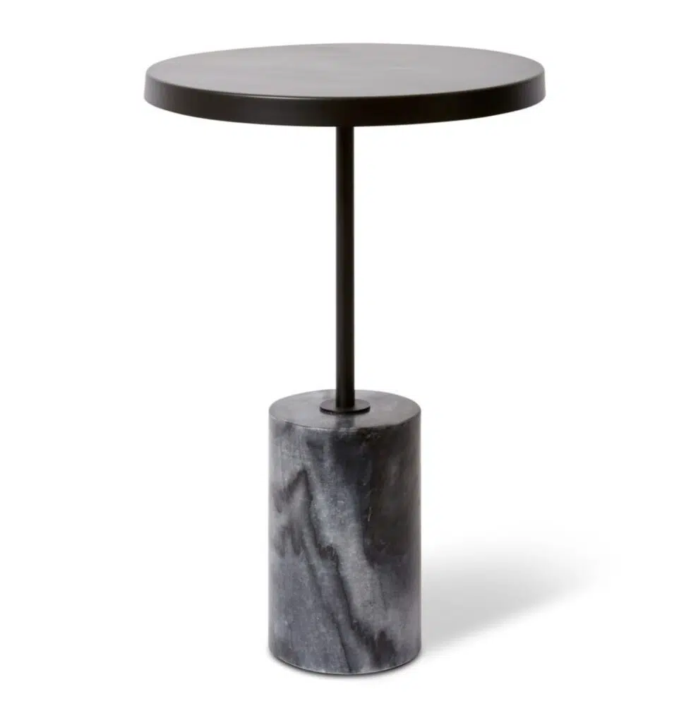 Compact Marble Side Table 40x40x56cm Black Grey