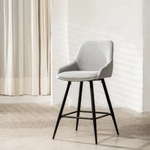 Ashton silver grey bar stools set of 2 modern design with black metal frame for kitchen island