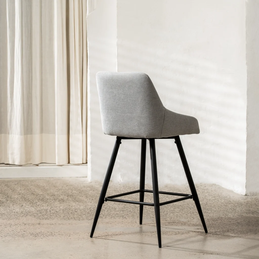 Ashton bar stools silver grey set of 2 modern design with black metal frame