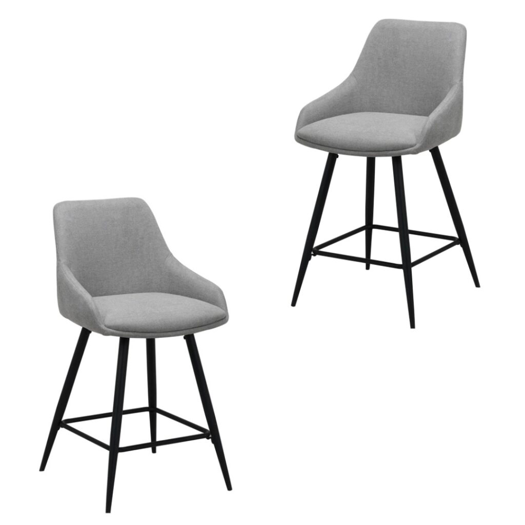 Ashton silver grey bar stools set of 2 modern minimalist design with black metal frame