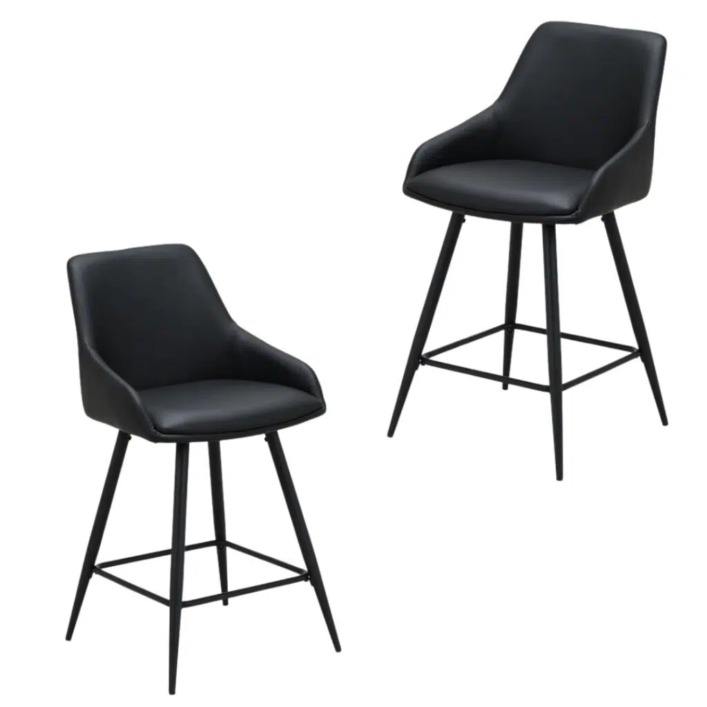 Ashton black bar stools set of 2 modern design with metal frame and comfortable seating