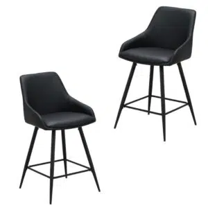 Ashton black bar stools set of 2 modern design with metal frame and comfortable seating