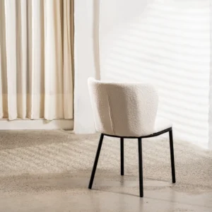 Alaska white dining chairs set of 2 modern boucle fabric black frame contemporary design